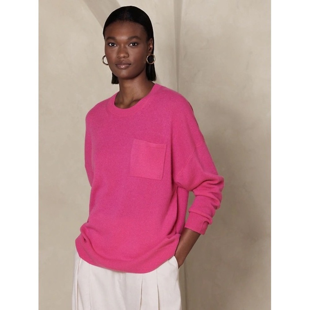 Banana Republic Caro 100% Cashmere Oversized Pocket Sweater Pink XS - Picture 1 of 8